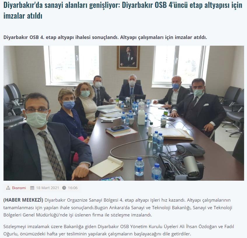 Diyarbakır OSB 4. etap altyapısı için imzalar atıldı.